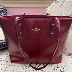 Coach. Red. Handbag.